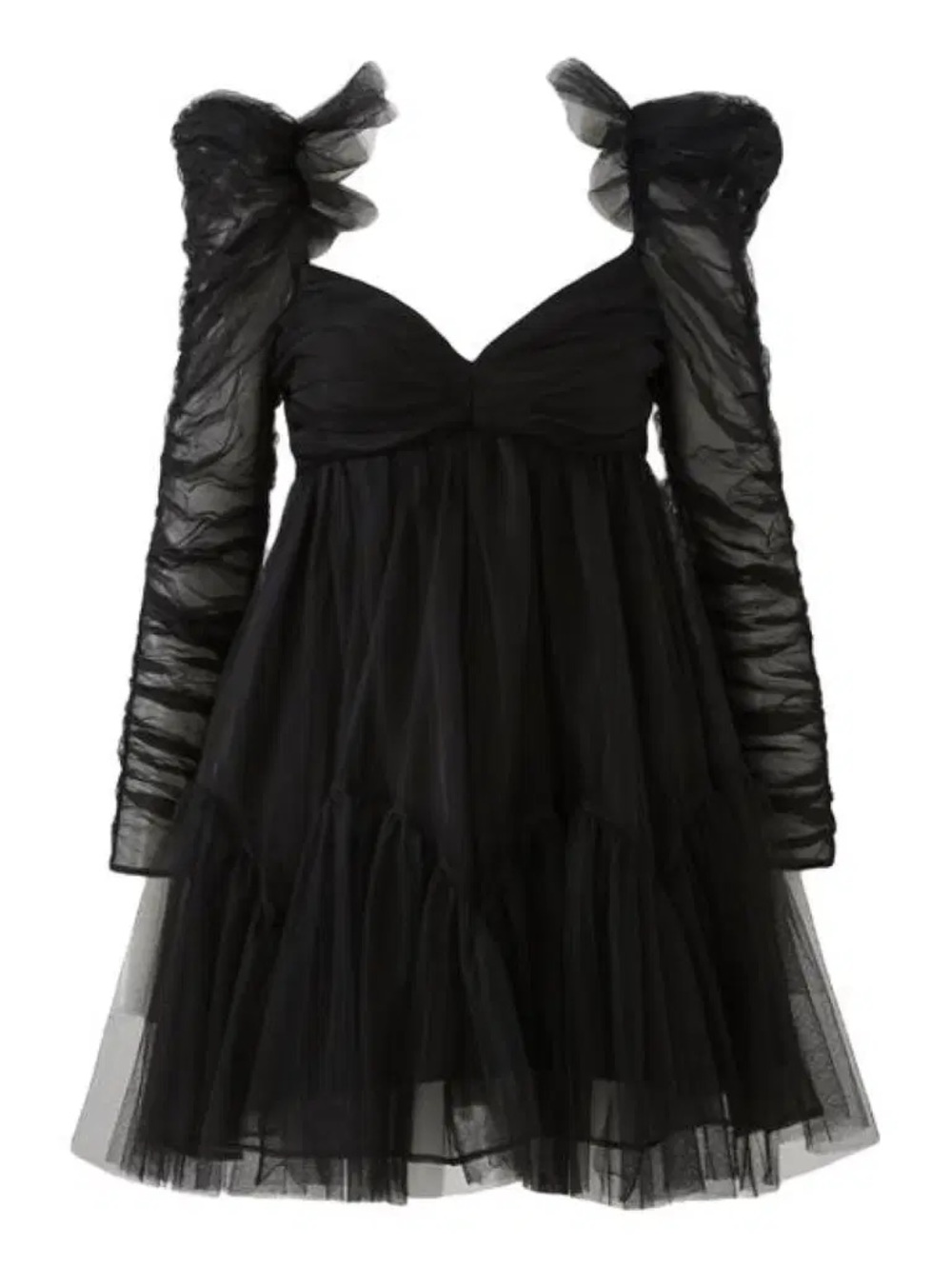 Zimmermann Black Tulle Long-Sleeve Puff Dress